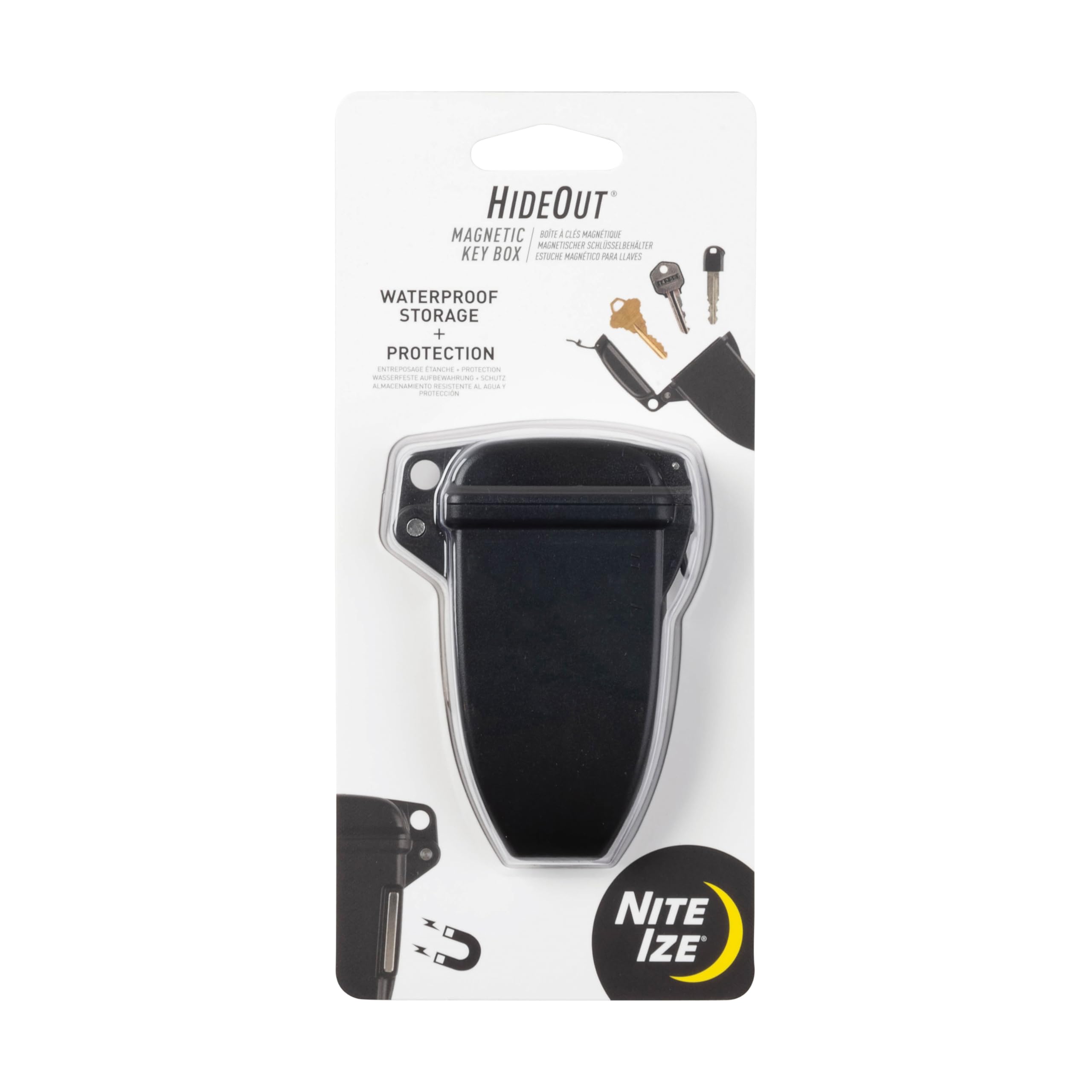 Nite Ize KBS-01-R7 Hideout, Waterproof Magnetic Key Hider Attaches Non Metal Surfaces, Black, Original