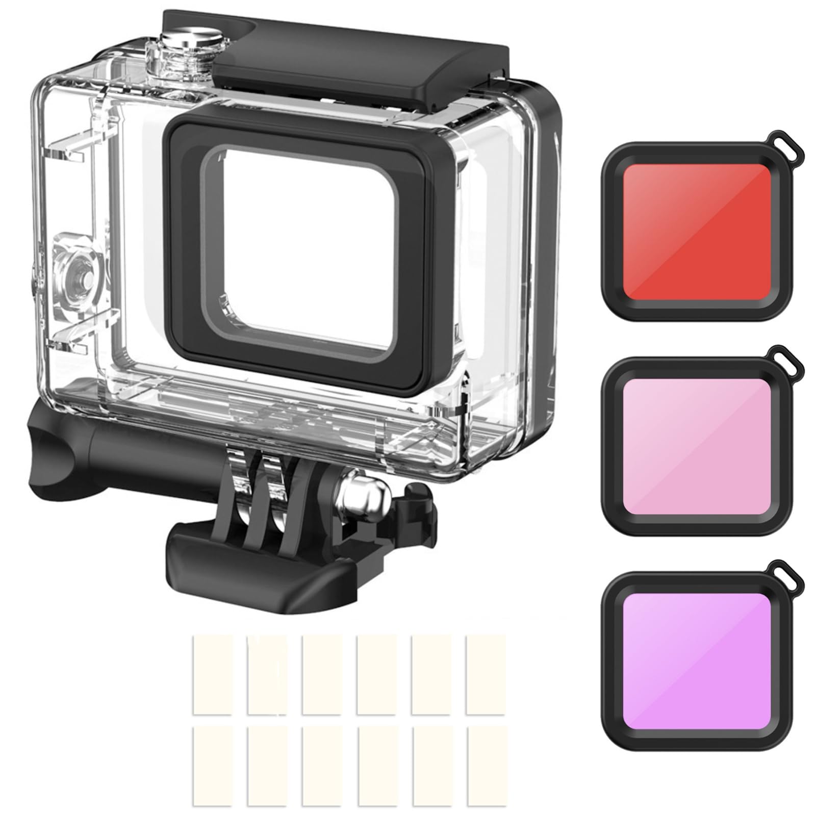 ShipeeKin New Replacement Waterproof Housing Case with Red Filters and Aintifog-Inserts compatible for Gopro Hero 7 Black Hero 6 Hero 5 Hero 2018 Diving Protective Shell 60M
