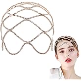 GORGECRAFT Rhinestone Beaded Caps Headpieces Vintage Crystal Head Chain Wedding Bridal Flapper Bling Headband 20s Layered Hair Jewelry Light Gold Boho Hair Accessories for Women Party Prom Costume