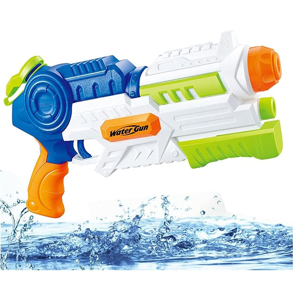 Super Water Gun Soaker Squirt for Kids 1200ML Capacity 32ft Long Range Water Blaster Outdoor Beach Garden Activity & Boys Girls Adults (Blue)