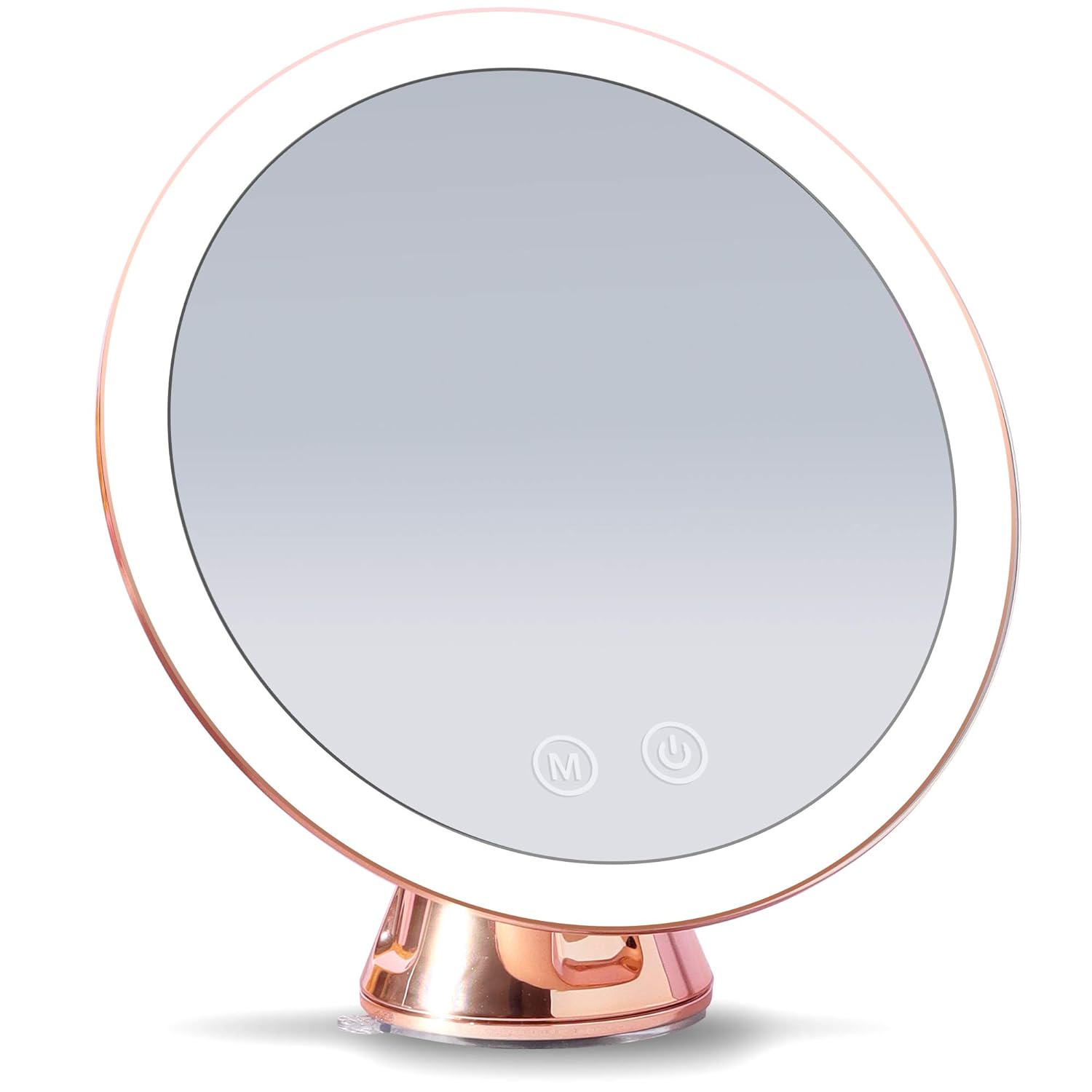 Fancii LED Lighted 10X Magnifying Makeup Mirror, Rechargeable - 3 Dimmable Tri-Color Light Settings, Suction Vanity Mirror - Rose Gold Metallic Finish, Cordless Travel Bathroom Mirror (Lana)
