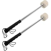 Jiozermi 2 Pcs Drum Mallet, Beige White, 13.8 Inches | Wool Felt, Anti-slip Bass Percussion Sticks, For Drums Snare Drums