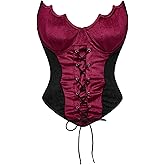SHENHE Women's Velvet Gothic Corset Lace Up Strapless Bustier Tube Bat Vampire Corset Costume