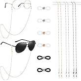 Andibro 3Pcs Metal Eyeglasses Chain, Glasses Strap Holder Eye Glasses Holders Around Neck for Sunglasses Reading Glasses Wome