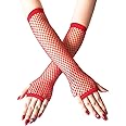 Lastclream 80s Fishnet Sleeves for Women Cosplay Costume Party Accessories Fingerless Mesh Fishnet Gloves