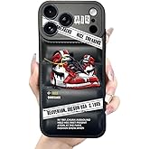 Ins Off Sports Shoes Brand Puffer Phone Case Compatible with Cool iPhone 17 Pro Case 6.3 inch, Nice Sneakers Aesthetic Graphics White Label Soft Silicone Rubber Shockproof Drop Protection Cover