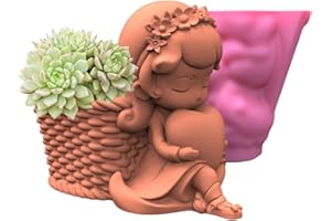 NINEXY Love Basket Girl Vase Flower Pot Silicone Mold Succulent Planter Plaster Concrete Mold Pen Holder Cement Clay Resin Mould