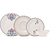 Karaca Nakkas 24-Piece Porcelain Dinner Set for 6 People, Unique Design, Crockery and Plates, Daily and Special Occasions, Chic and Elegant Table Service