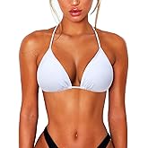 OZICERD String Bikini Tops for Women Bathing Suit Swim Tops Sexy Triangle Bikini Top Black