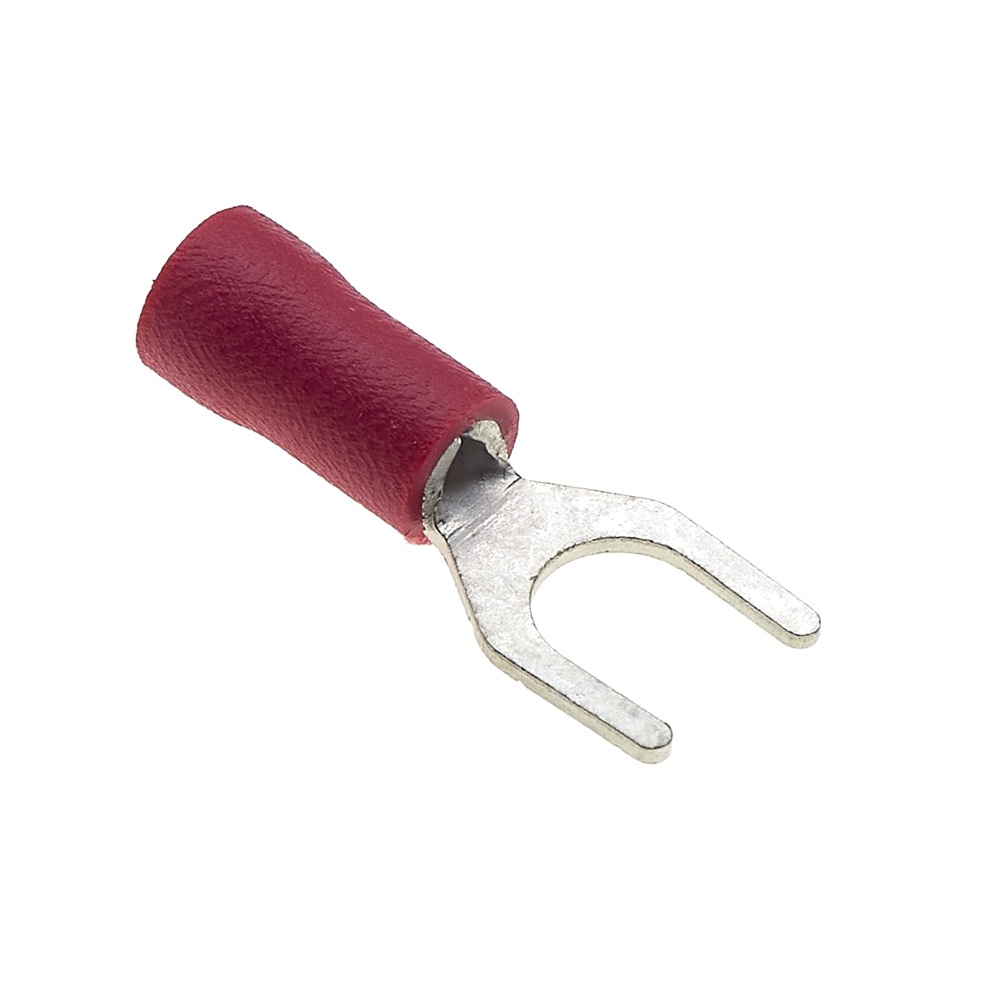 Fork Crimp Terminal, Pack Of 100 - Red, 18A, 5mm - Heat Shrink Fork Connectors, Tinned Copper Connectors, Insulated U-Type Wire Terminals