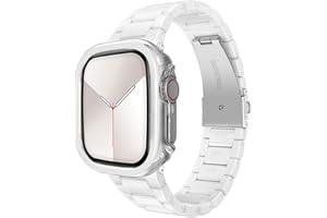 DABAOZA Compatible for Clear Apple Watch Band with Case, Women Resin Sport Strap Glitter Bling Cover with Stainless Steel Buckle for iWatch Series 10 9 8 7 6 SE 5 4 3 2 1