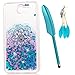 ZSTVIVA J3 Case, J3 Emerge Case, Liquid Glitter Case Bling Shiny Flowing Love Heart Cover Clear TPU Bumper for Samsung Galaxy J3 2017/J3 Prime Case with Stylus Pen Plug Dust Blue Mandala Totem Flower