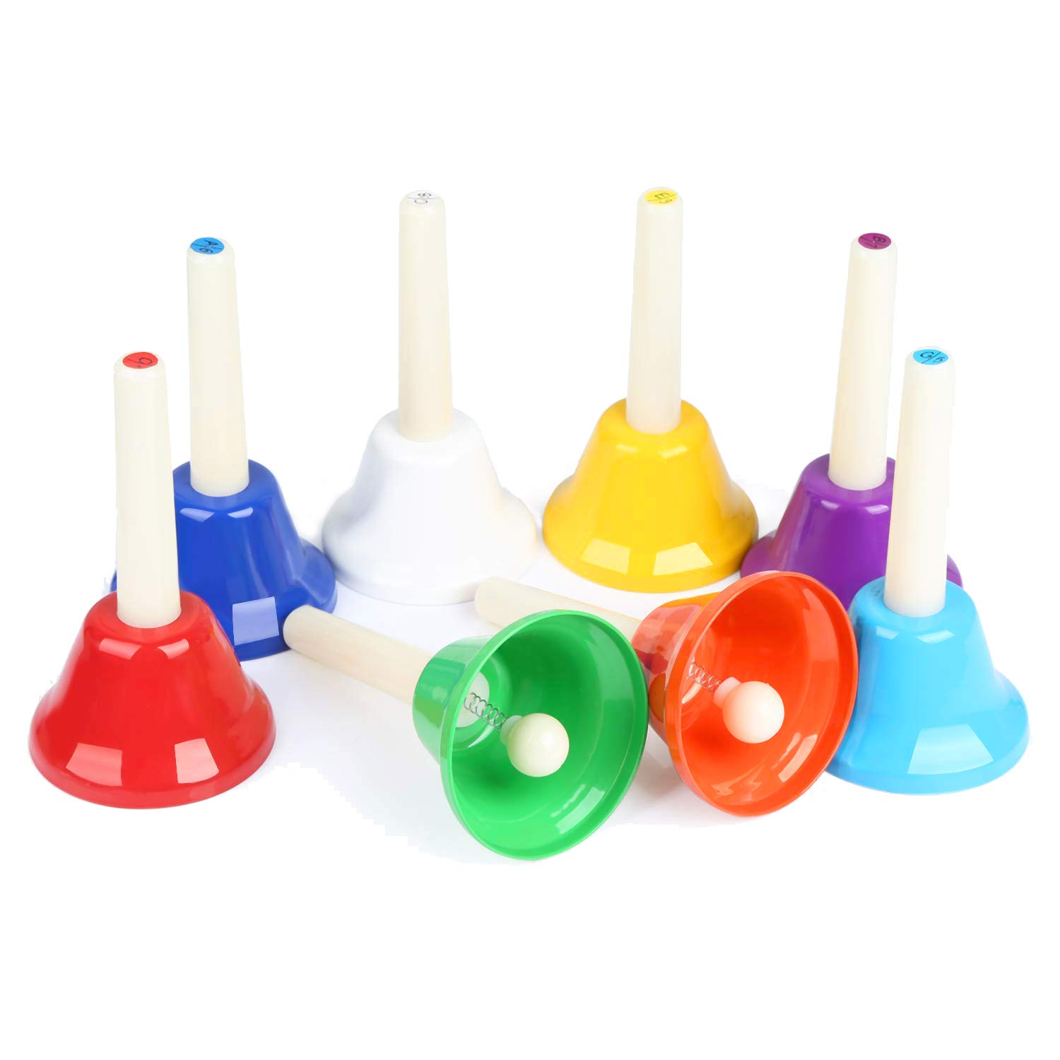 Ehome Hand Bells Set, 8 Note Diatonic Metal Bells, Musical Bells for