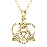 KECHO Gold Irish Celtic Necklace 10k Gold Vintage Triquetra Trinity Celtics Knot Pendant Necklace Jewelry Christmas Gifts for Women Mother Wife, 16"+ 1"+1"