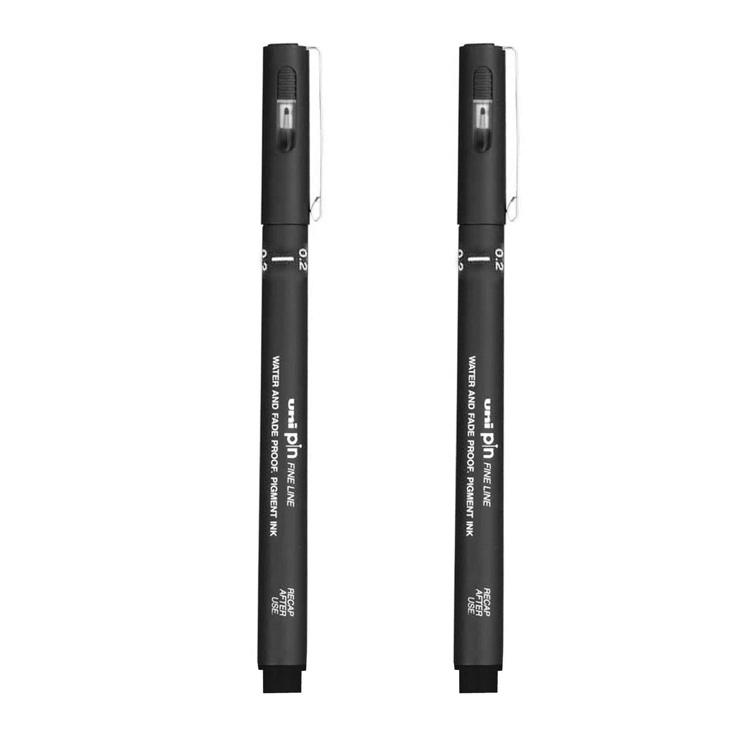 Uni Pin Fineliner Drawing Pens - Black Ink - 0.2mm Nib (2)