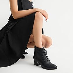 Pixoecuty Black Short Ankle Boots Lace Up Booties
