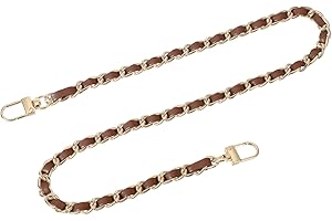 uxcell Purse Chain Strap, 24" Leather Iron Flat Chain Strap Handbag Chains Purse Straps with Buckles for Shoulder Bags Replac