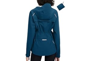baleaf Women's Rain Jackets Waterproof Windbreaker Packable Lightweight Cycling Running Jacket Hiking Gear Reflective Hooded
