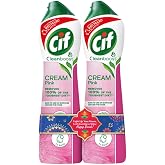 Cif Pink Multi Purpose Surface Cleaner Cream with Floral Fragrance, Removes Grease &amp; Dirt wth Natural Cleaning Particles for Shiny Surface, 2x500ml