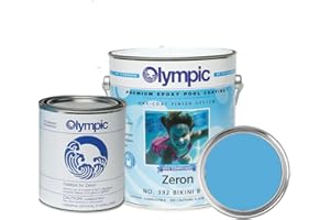 KELLEY TECHNICAL COATINGS Olympic Pool Paint - Zeron - Bikini Blue - 1 Gallon - two-part epoxy swimming pool paint - one-coat for plaster, fiberglass, steel and aluminum pools.