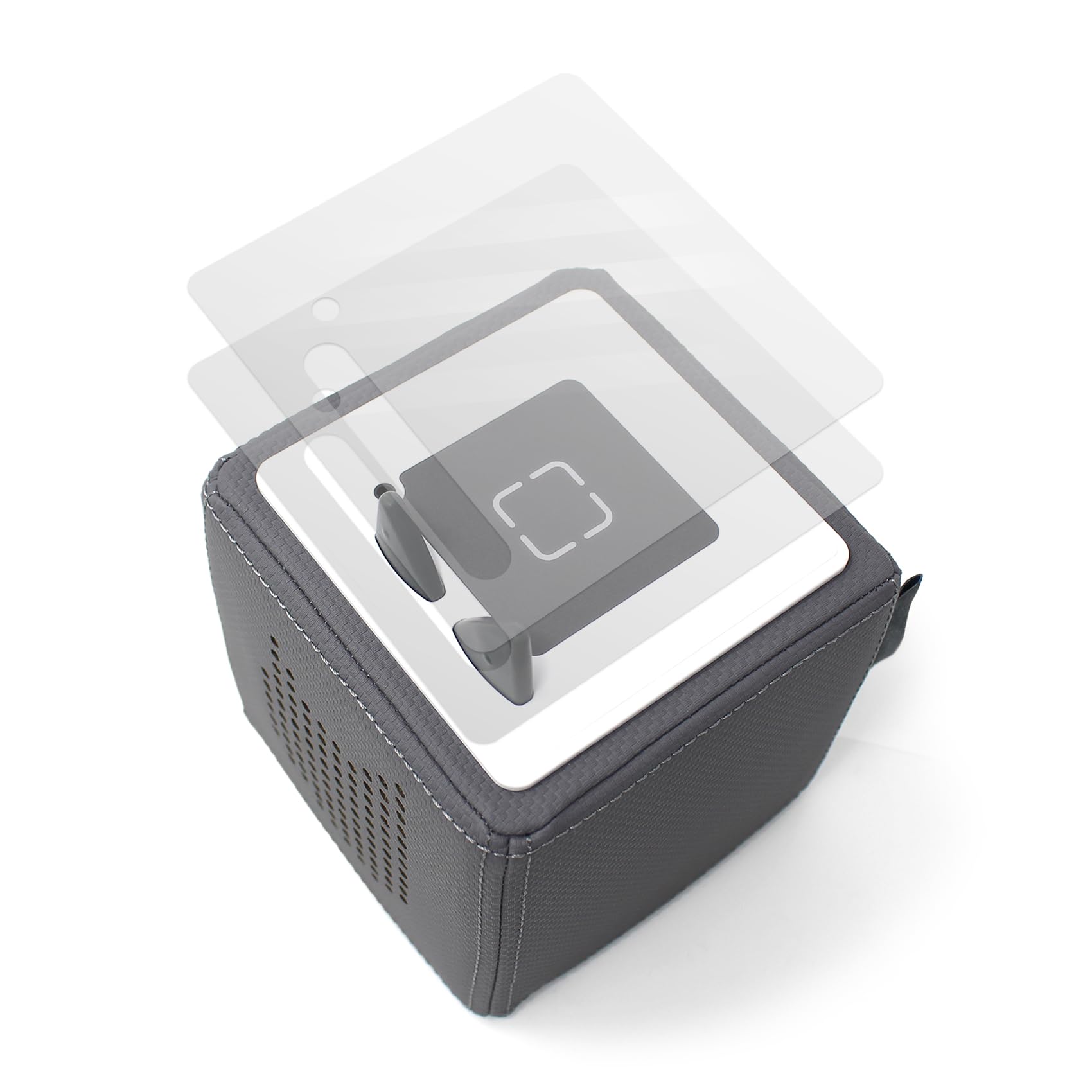 yabaduu Protective Film Set of 2 Protective Covers for Toniebox Perfect Fit Self-Adhesive Transparent Matt Film for Children Toys F08 (Transparent, Without Name of Choice)