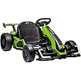 24V Kids Go Kart,300W Powerful Electric Drift Kart Car with Adjustable Seat,IDE On Toy with 4 Speed Mode,Big Battery, Drift/Sports Mode, Eva Tire, Brake Pedal for Age 6-12,Green