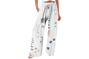 HUTJDHA Women's Wide Leg Pants Dressy Casual Work Pants High Waisted Palazzo Pant Flowy Wide Leg Trousers