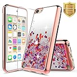 iPod 5 / iPod 6 Case, iPod Touch 5th / 6th Generation Case w/[Tempered Glass Screen Protector], NageBee Glitter Liquid Quicksand Waterfall Flowing Sparkle Bling Girls Cute Case -Electroplate Rose Gold
