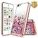 iPod 5 / iPod 6 Case, iPod Touch 5th / 6th Generation Case w/[Tempered Glass Screen Protector], NageBee Glitter Liquid Quicksand Waterfall Flowing Sparkle Bling Girls Cute Case -Electroplate Rose Gold