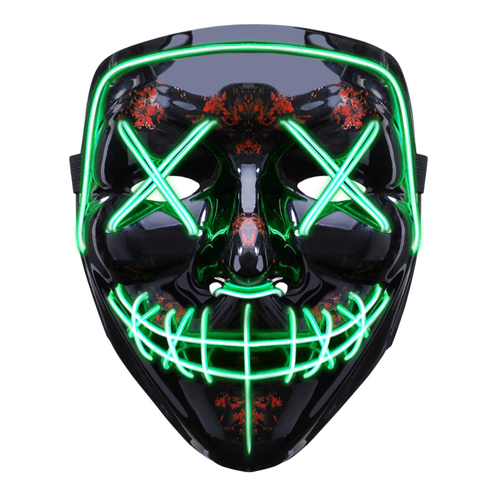 GLIME Halloween LED Mask Light Up Scary Mask EL Wire Cool Costume Mask