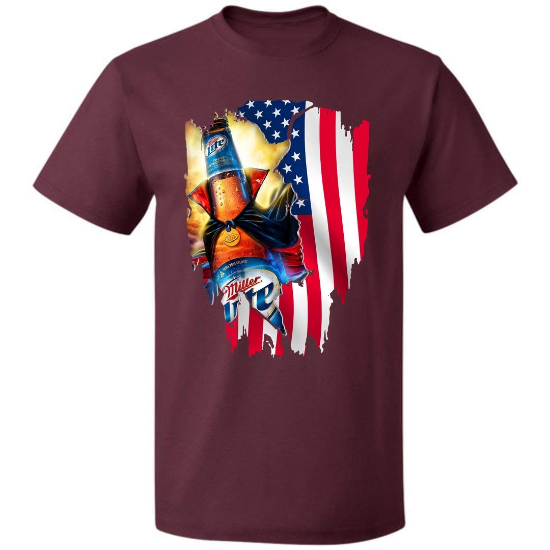 Miller Lite American Flag Beer 4th Of July Unisex T Shirt For S Up To 5