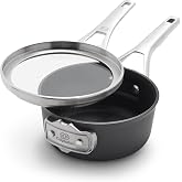 Calphalon Premier Space Saving 1.5 Quart Sauce Pan with Lid, Hard-Anodized Nonstick Cookware with MineralShield Technology, Dishwasher and Oven Safe