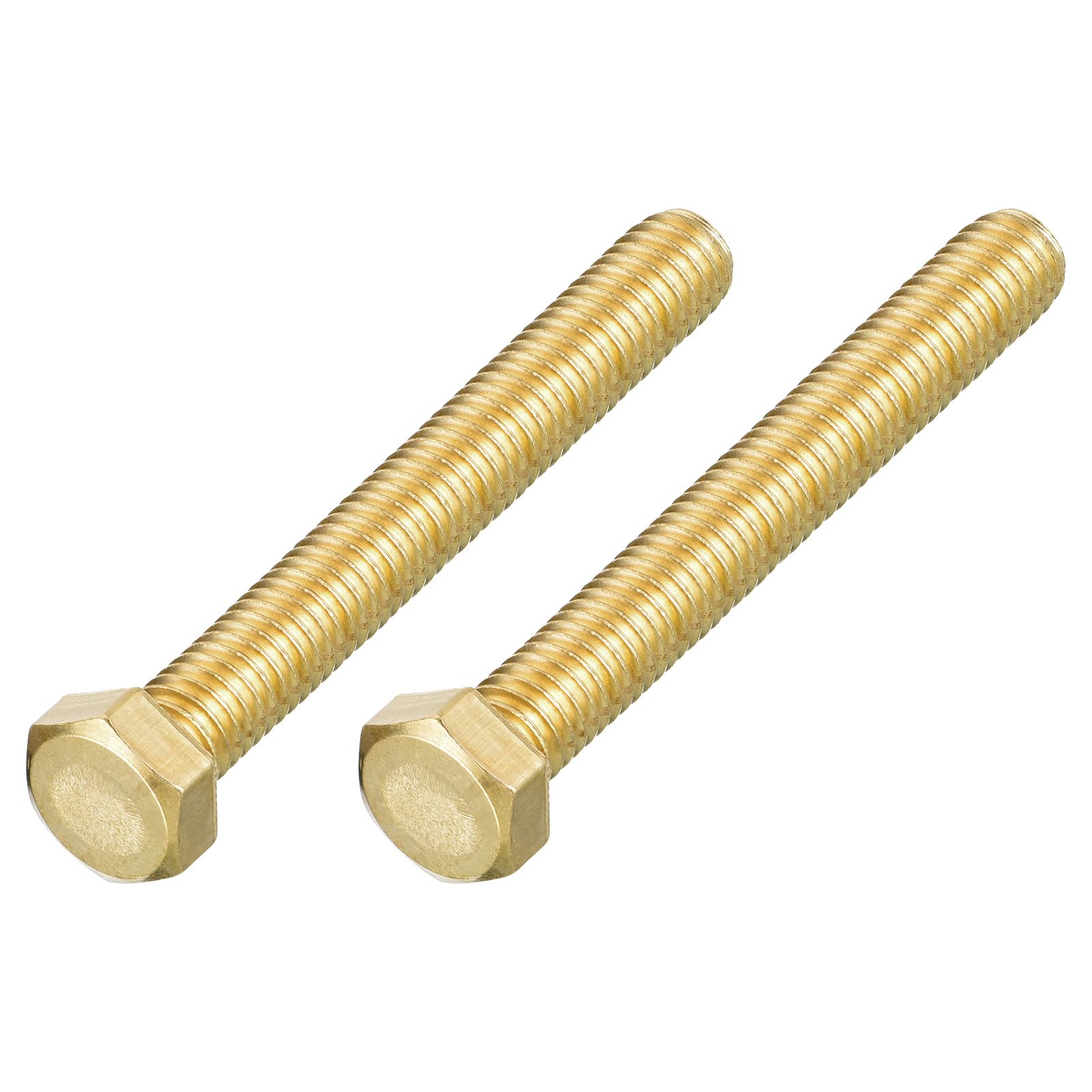 METALLIXITY Hex Head Screw Bolt (3/8-16x3") 2Pcs, Brass Fully Threaded Solid Brass Hex Bolts Machine Screws - for Machinery Repair