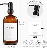 MIUSITE Amber Glass Soap Dispenser 500ml with Stainless Steel Pump - 2 Pack view 2