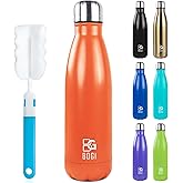 BOGI 17oz Insulated Water Bottle Double Wall Vacuum Stainless Steel Water Bottles, Leak Proof Metal Sports Water Bottle Keeps Drink Hot and Cold - Perfect for Outdoor Sports Camping Biking (Orange)