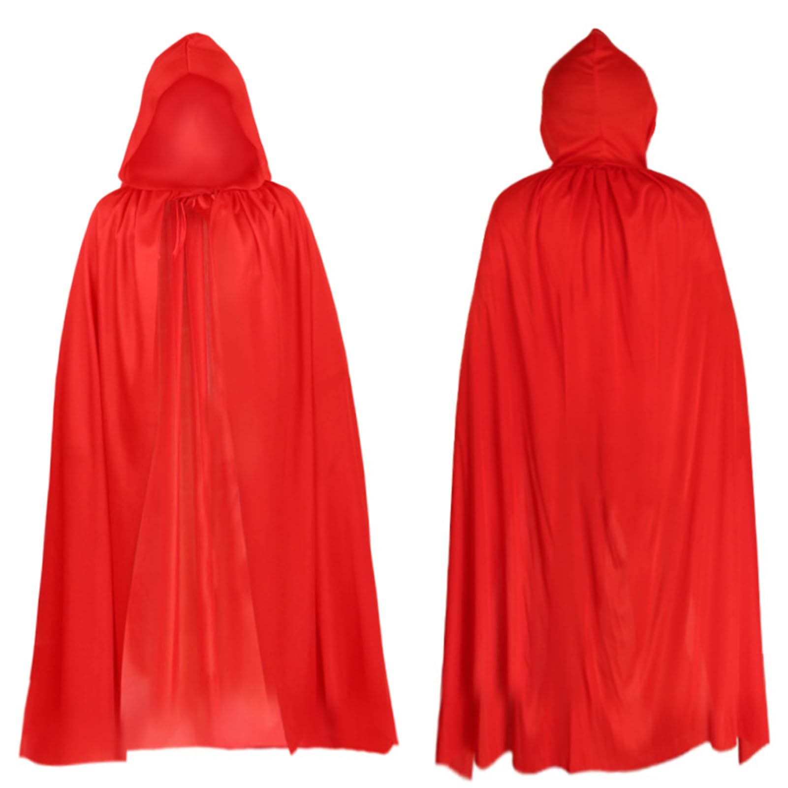 1 Pc Red Hooded Cloak, 140cm Long Robe - Halloween & Christmas Cape for Men, Women, Kids - Witch, Vampire Costume & Cosplay