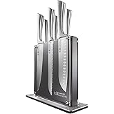 Cuisine::pro Damashiro Knife Block (Kumi, 7-Piece Chef Knife Set) - Japanese Steel Knife - Magnetic Knife Block- Damascus-Inspired Blade Kitchen Knives