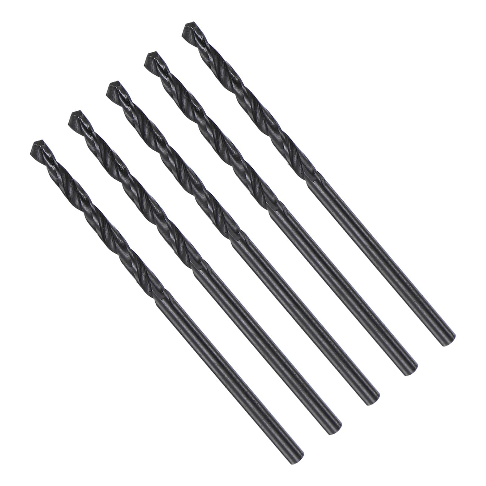 CoCud Twist Drill Bits, 2.2mm Cutting Diameter 0.09" Shank, High-Speed Steel Black Oxide Coating Jobber Bit Set (Applications: for Metal Wood Plastic), 5-Pieces