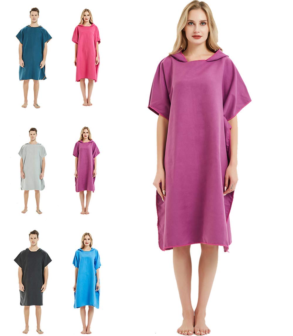 willceal Changing Robe Towel with Hood for Surfing Open Water Swimming Microfiber Wetsuit Changing,Quick Dry& Light Weight,One Size Fit All (Purple)
