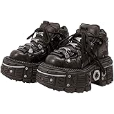 PU Leather Y2K Grunge Punk Platform Height Increase Derby Shoes for Casual Streetwear Mixed Color Thick Sole Sneakers with Skull Metal Accent Design