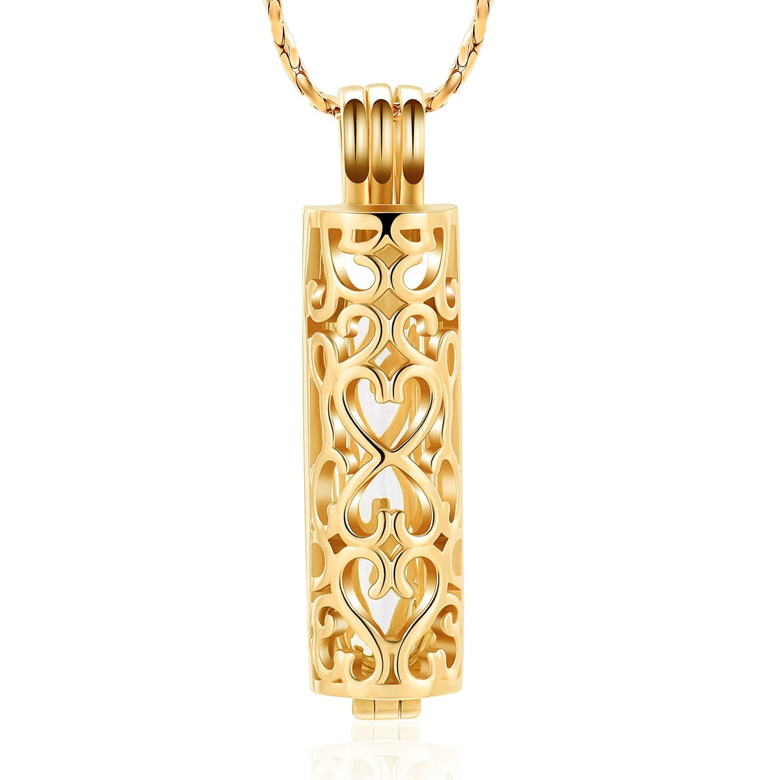 Cremation Jewelry Urn Necklace for Ashes Pendant with Hollow Glass Vial Cylinder Cremation Keepsake Memorial Lockets Ashes Holder for Women Men Pet