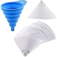 Swpeet 101Pcs Paint Filter Paint Cones Assortment Kit and 1 Pcs Silicone Funnel with Hook, 100 Micron Paint Filter with Fine 