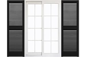 MID AMERICA Mid-America 00011243002 Standard Size Cathedral Top Center Mullion, Open Louver Shutter (Per Pair), 12-in. W x 43-in. H, 002-Black