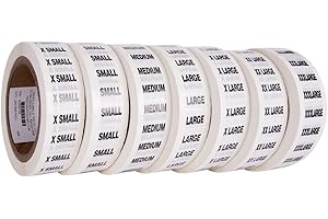 Clothing Size Strip Labels - 1.25" X 5" - 250 Strips Per Roll - 1500 Labels Total! - Clear with Black and White Ink by Kenco (7 Pack)