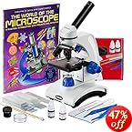 AmScope AWARDED 2016 BEST STUDENT MICROSCOPE 40X-1000X Dual Light Glass Lens Metal-Body Student Microscope with Slides, Tools and Book