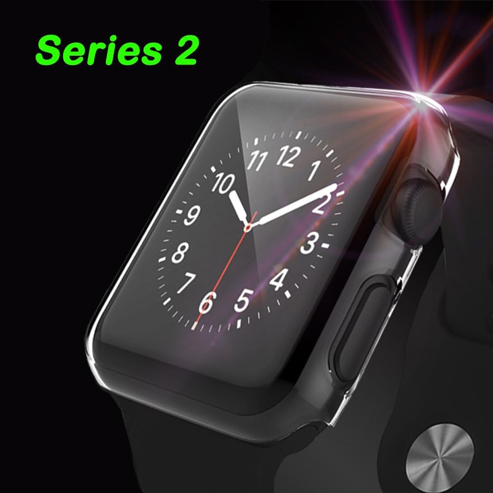 [2 Pack] PC iWatch Series 2 Case, Fivefish iPhone Watch Screen Protector Full Coverage Protective 0.3mm Cystal Clear Hard Cover for i Watch Series 2, Nike+ All Model 2016 – Apple Watch Case 2 (38MM)
