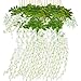 Mavee 12 Piece 3.6 Feet Artificial Silk Wisteria Vine Ratta Hanging Flower for Wedding Décor (White)