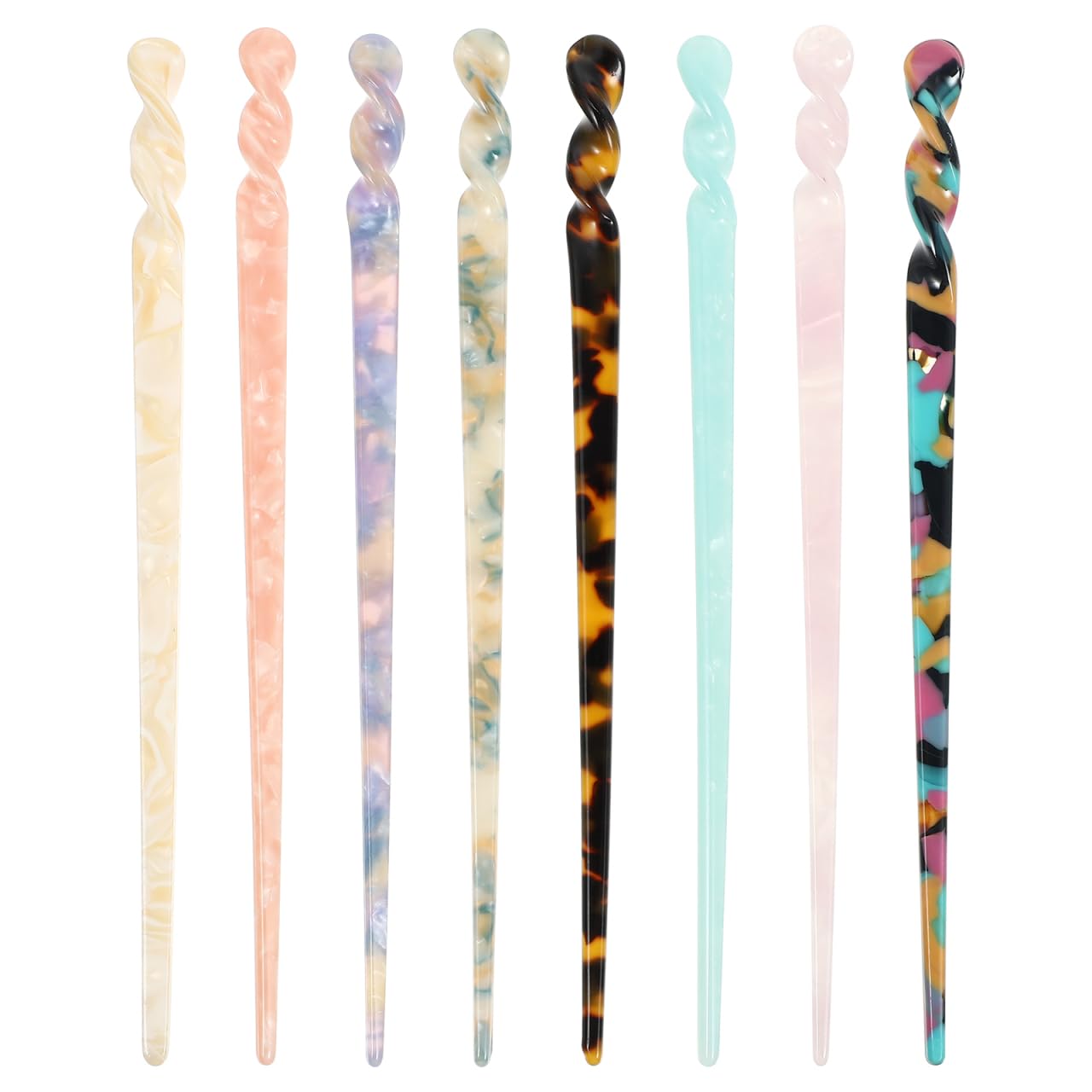FRCOLOR 8Pcs Acetate Hair Sticks Vintage Tortoise Shell Hairpin Chopsticks Retro Long Chinese Hairpin for Women Girls Bun Hairstyles