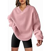 ANRABESS Womens Oversized V Neck Sweatshirt Fleece Long Sleeve Hoodies Pullover Comfy Top 2026 Outfits Teen Preppy Clothes