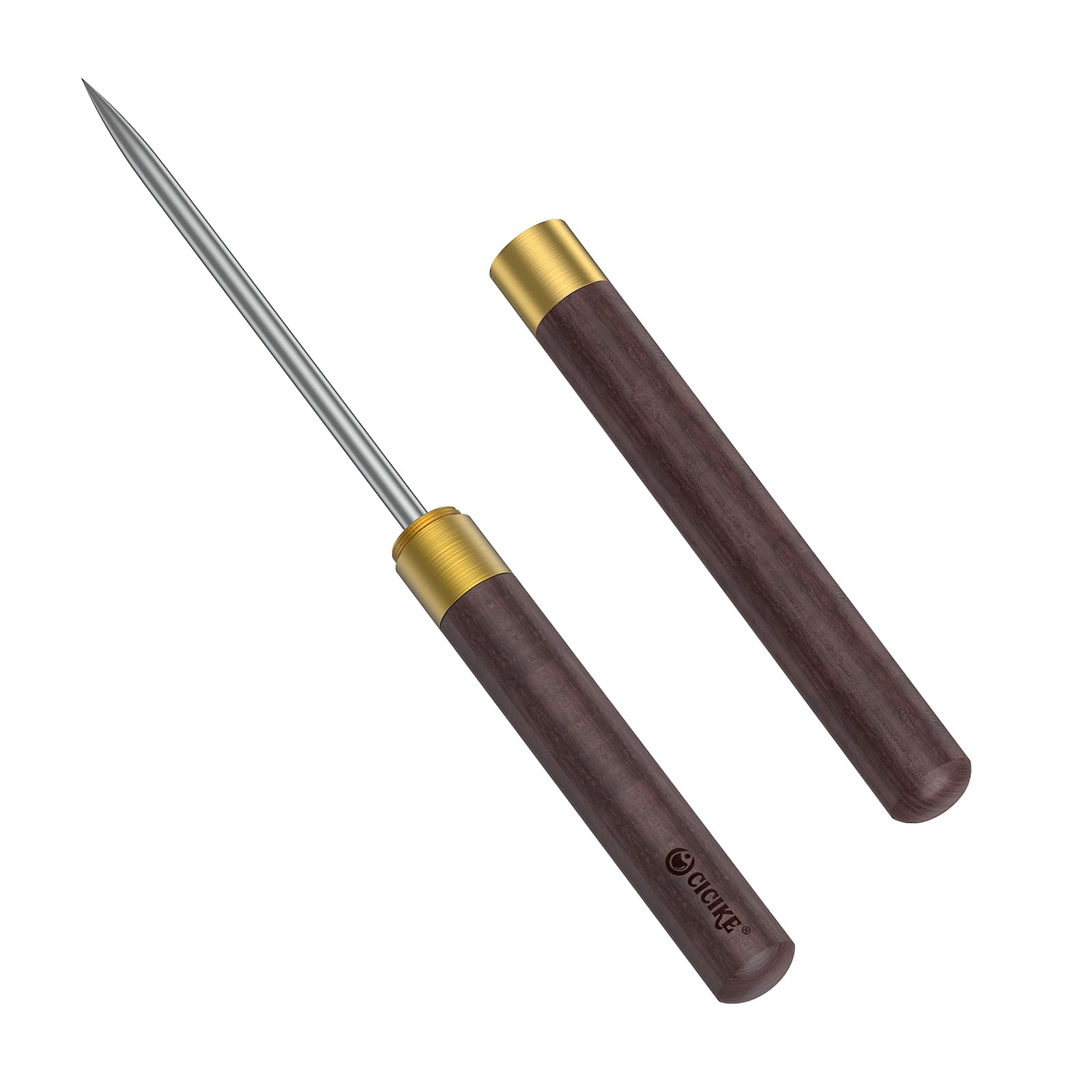 Stainless Steel Ice Pick with Safety Cover - Heavy Duty Ice Crusher & Breaker Tool for Cocktails, Whisky, Gin & Barware - Wooden Handle Kitchen Gadget (9 Inch) (Pack of 1)